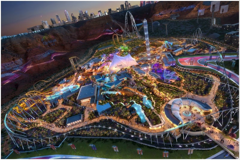 Six Flags Qiddiya City aerial night view
