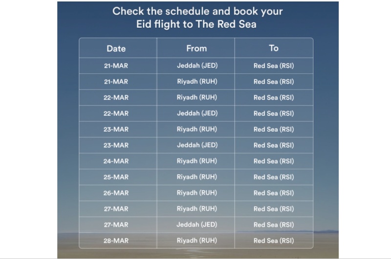 Saudia Red Sea flight schedule